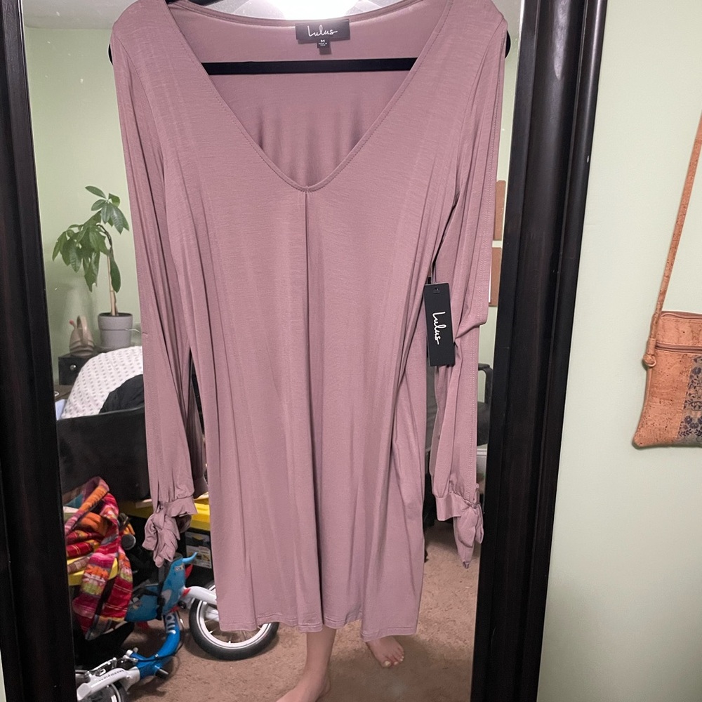 Lulus Mauve Long Sleeve Dress